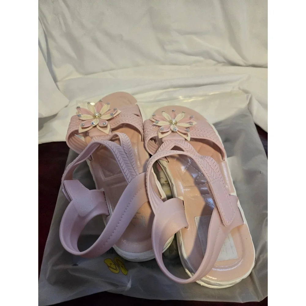Girls Pink Flower Sandals Kids Summer Shoes Cute Casual Size 37‎
